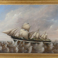 Oil on Canvas "The East India Man Three Masted Clipper Ship in Turbulent Choppy Seas"
