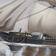 Oil on Canvas “The East India Man Three Masted Clipper Ship in Turbulent Choppy Seas”, Attributed to Samuel Walters