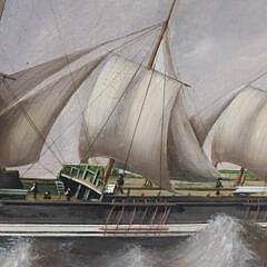 Oil on Canvas “The East India Man Three Masted Clipper Ship in Turbulent Choppy Seas”, Attributed to Samuel Walters