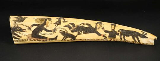 19th Century Chukchi Erotic Scrimshaw Walrus Tusk