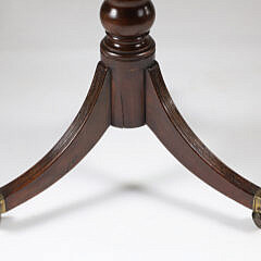 Mahogany and Satinwood Brass Gallery Inlaid Low Tripod Table