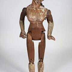 Articulated Carved Female Sculpture with Sandels, 19th Century