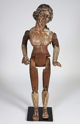 Articulated Carved Female Sculpture with Sandels, 19th Century