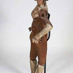 Articulated Carved Female Sculpture Wearing Sandals, 19th Century