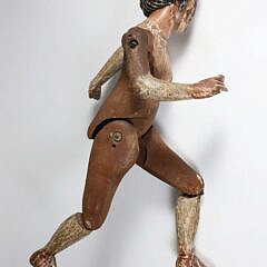 Articulated Carved Female Sculpture Wearing Sandals, 19th Century