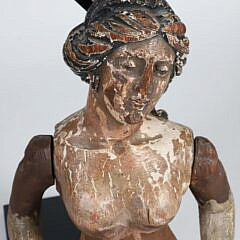 Articulated Carved Female Sculpture Wearing Sandals, 19th Century