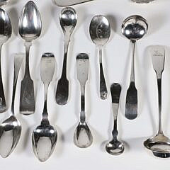 Collection of 28 Misc. Coin and Sterling Silver Flatware by Various Makers