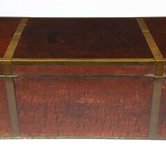 Brass Bound Burl Wood Traveling Desk Box, 19th Century