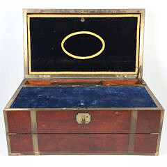 Brass Bound Burl Wood Traveling Desk Box, 19th Century