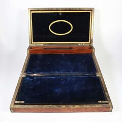 Brass Bound Burl Wood Traveling Desk Box, 19th Century