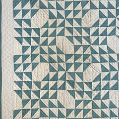 Vintage American Green and White Flying Geese Patchwork Quilt, circa 1930s