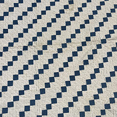 American Antique Blue and White Irish Chain Patchwork Quilt