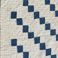 American Antique Blue and White Irish Chain Patchwork Quilt