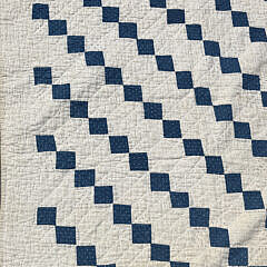 American Antique Blue and White Irish Chain Patchwork Quilt