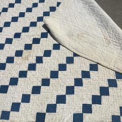 American Antique Blue and White Irish Chain Patchwork Quilt