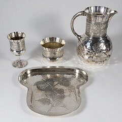 Rogers-Smith Silver Plated Pitcher, Bowl, Wine Glass, and Tray