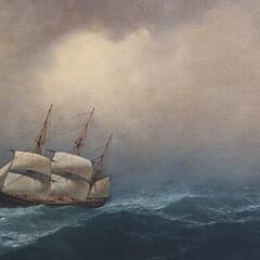 Gideon Jacques Denny Oil on Canvas “Ship in Stormy Seas”