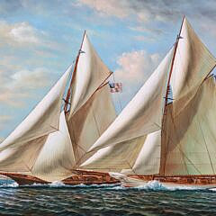 Decorative Large Oil on Canvas “America’s Cup Yacht Race”