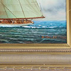 Decorative Large Oil on Canvas “America’s Cup Yacht Race”