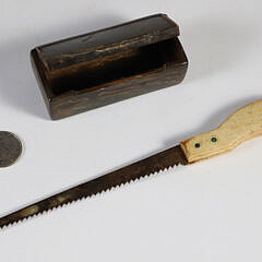 Buffalo Horn Snuff Box and a Whalebone Handle Saw