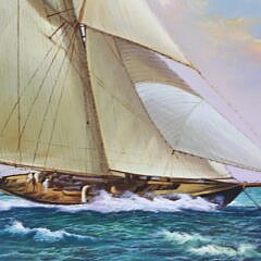Decorative Large Oil on Canvas “Yachting on the High Seas”