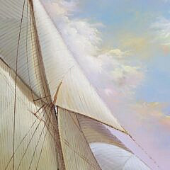 Decorative Large Oil on Canvas “Yachting on the High Seas”