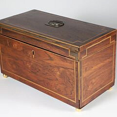 English Inlaid Double Compartment Tea Caddy, early 19th Century