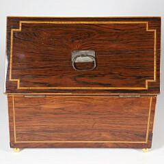 English Inlaid Double Compartment Tea Caddy, early 19th Century