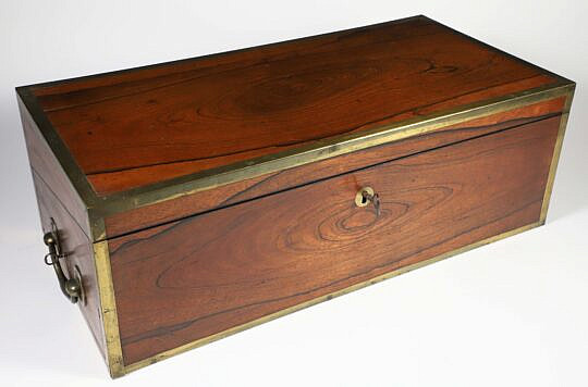 Rosewood and Brass Lap Box, 19th Century