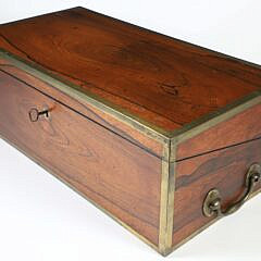Brass Bound Exotic Wood Lap Box, 19th Century