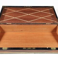 Brass Bound Exotic Wood Lap Box, 19th Century