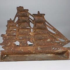 Painted Cast Bronze Clipper Ship Doorstop