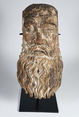 Carved and Jessoed Bearded Sage, 18th Century