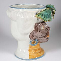 Giamoco Alessi Sicilian Pottery Face Vase Vessel from Caltagirone