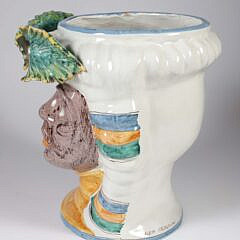 Giamoco Alessi Sicilian Pottery Face Vase Vessel from Caltagirone