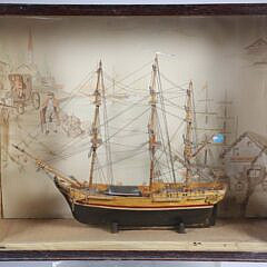 Glazed Cased Model of a British Frigate