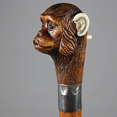 Mechanical Carved Wood Monkey Walking Stick