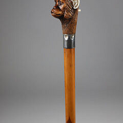 Mechanical Carved Wood Monkey Walking Stick