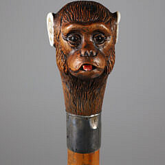 Mechanical Carved Wood Monkey Walking Stick