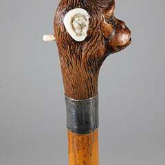 Mechanical Carved Wood Monkey Walking Stick