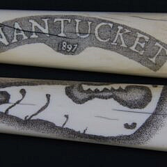 Two Scrimshaw Handled Filleting Knives, 19th Century