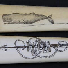 Two Scrimshaw Handled Filleting Knives, 19th Century