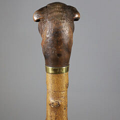 Mechanical Carved Wood Bulldog Walking Stick