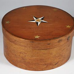 Whaleman Made Star Inlaid Bentwood Ditty Box, 19th Century