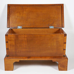 Eldred Wheeler Tiger Maple Chippendale Style Miniature Blanket Chest