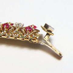 Vintage Cartier 18k Yellow Gold, Diamond, and Ruby Woven Bracelet
