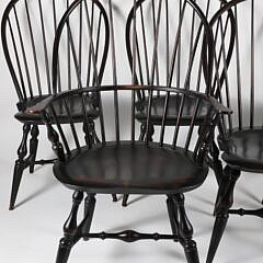 Set of Five Warren Chair Works Windsor Armchairs in Black Paint