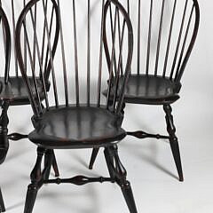 Set of Five Warren Chair Works Windsor Armchairs in Black Paint