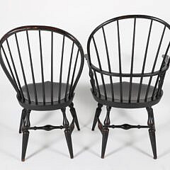 Set of Five Warren Chair Works Windsor Armchairs in Black Paint