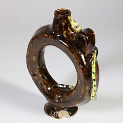 Antique Majolica “Ring” Jug with Wraparound Snake